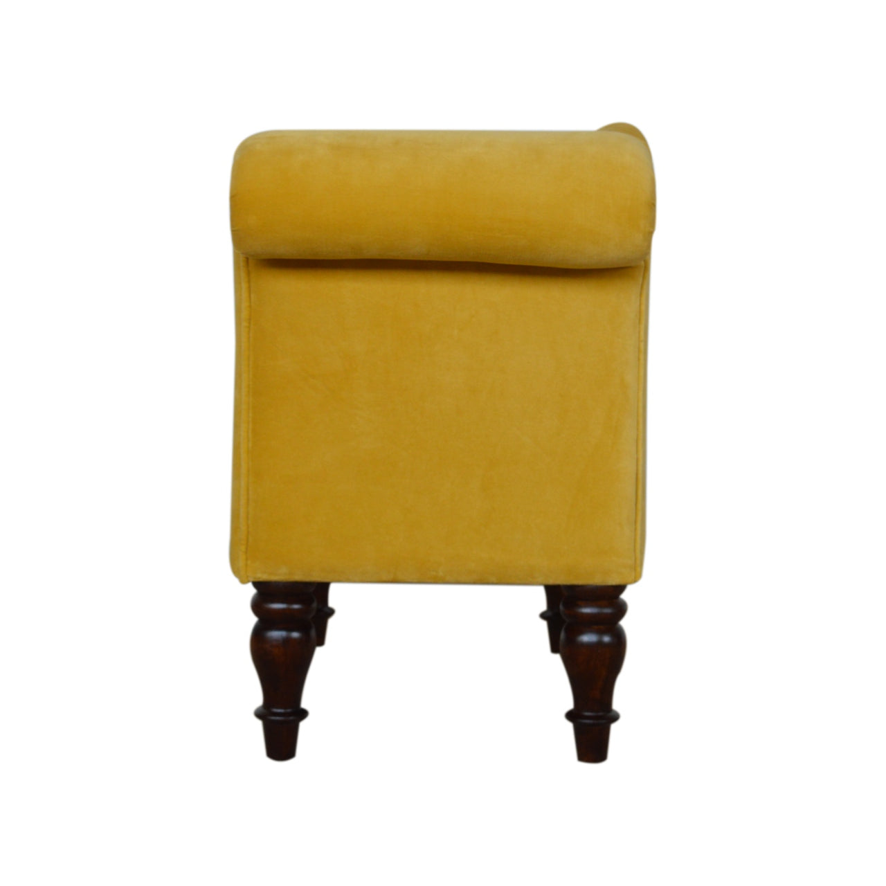 Mustard Velvet Chaise Lounge | Solid Wood, Walnut Finish, UK Furniture