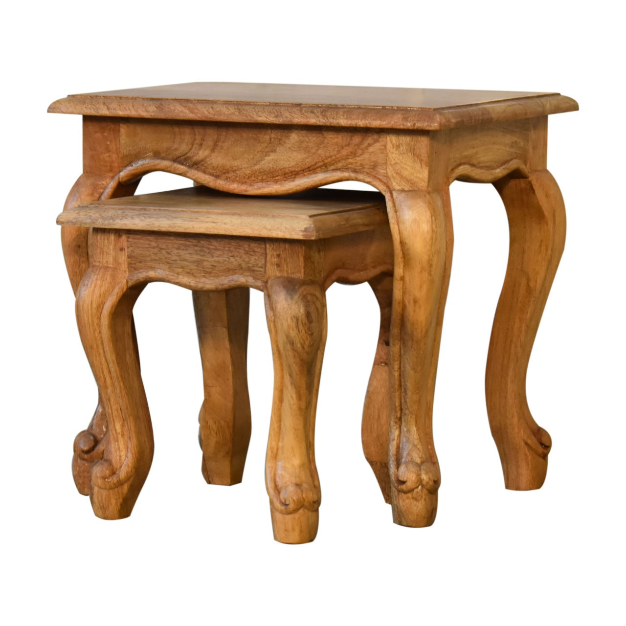 Oak-ish French Style Stool Set