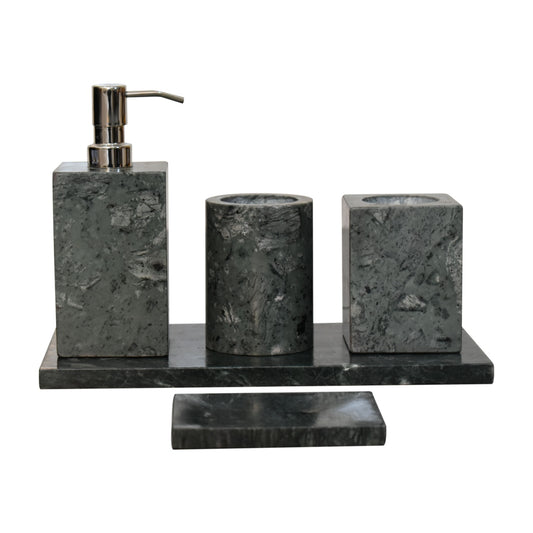 Set of 5 Green Marble Bathroom Set