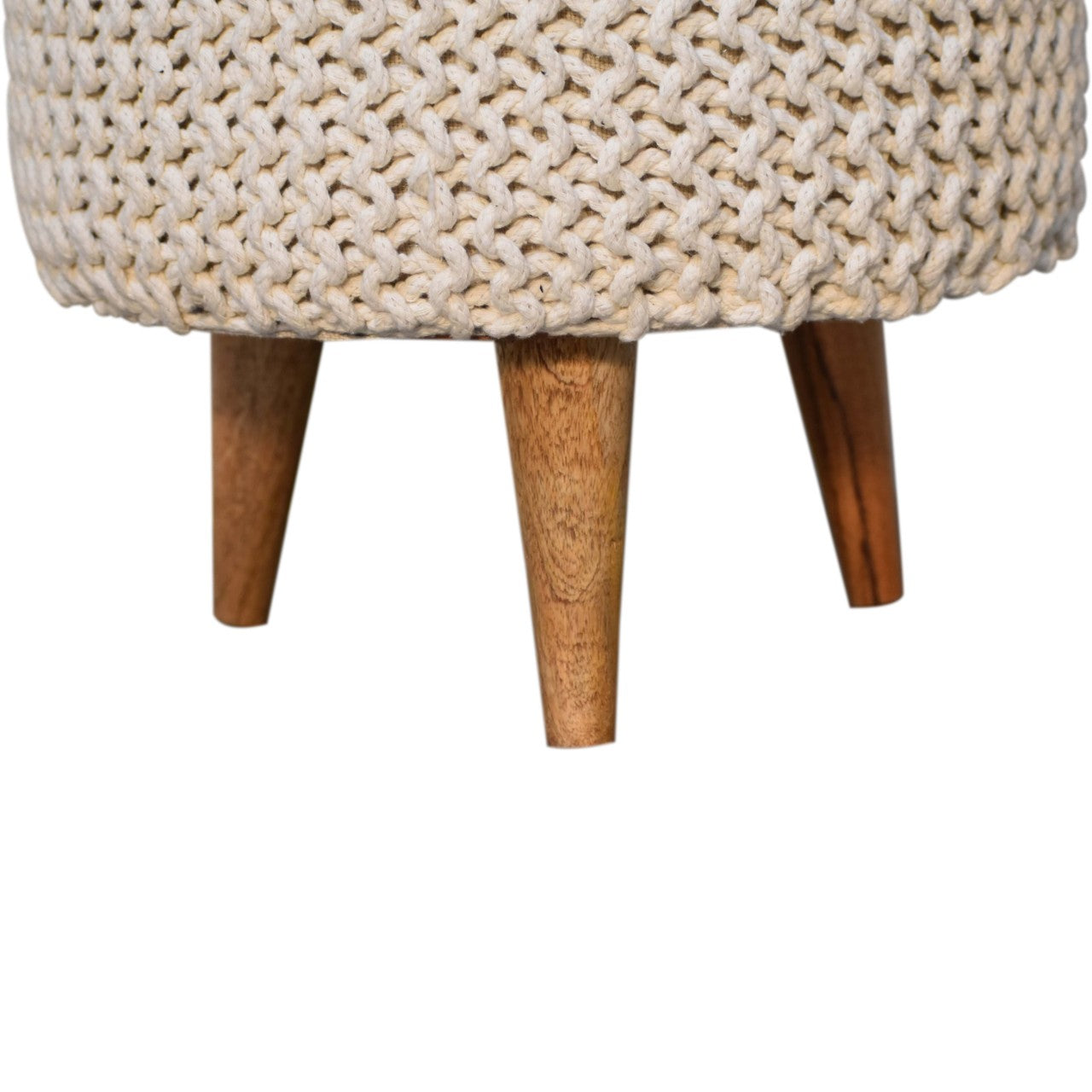 Keeva White Round Footstool