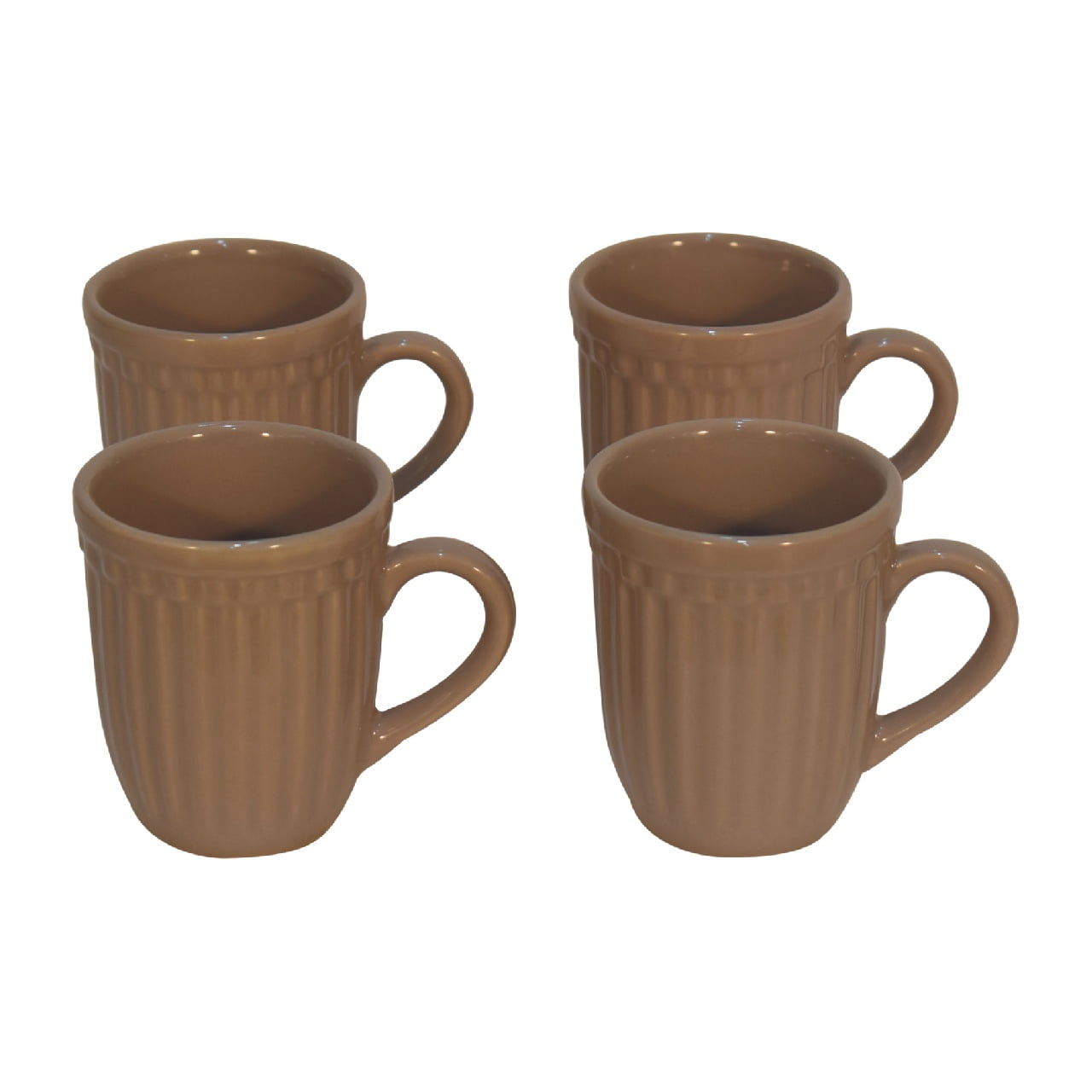 Beige Ribbed Mug Set of 4