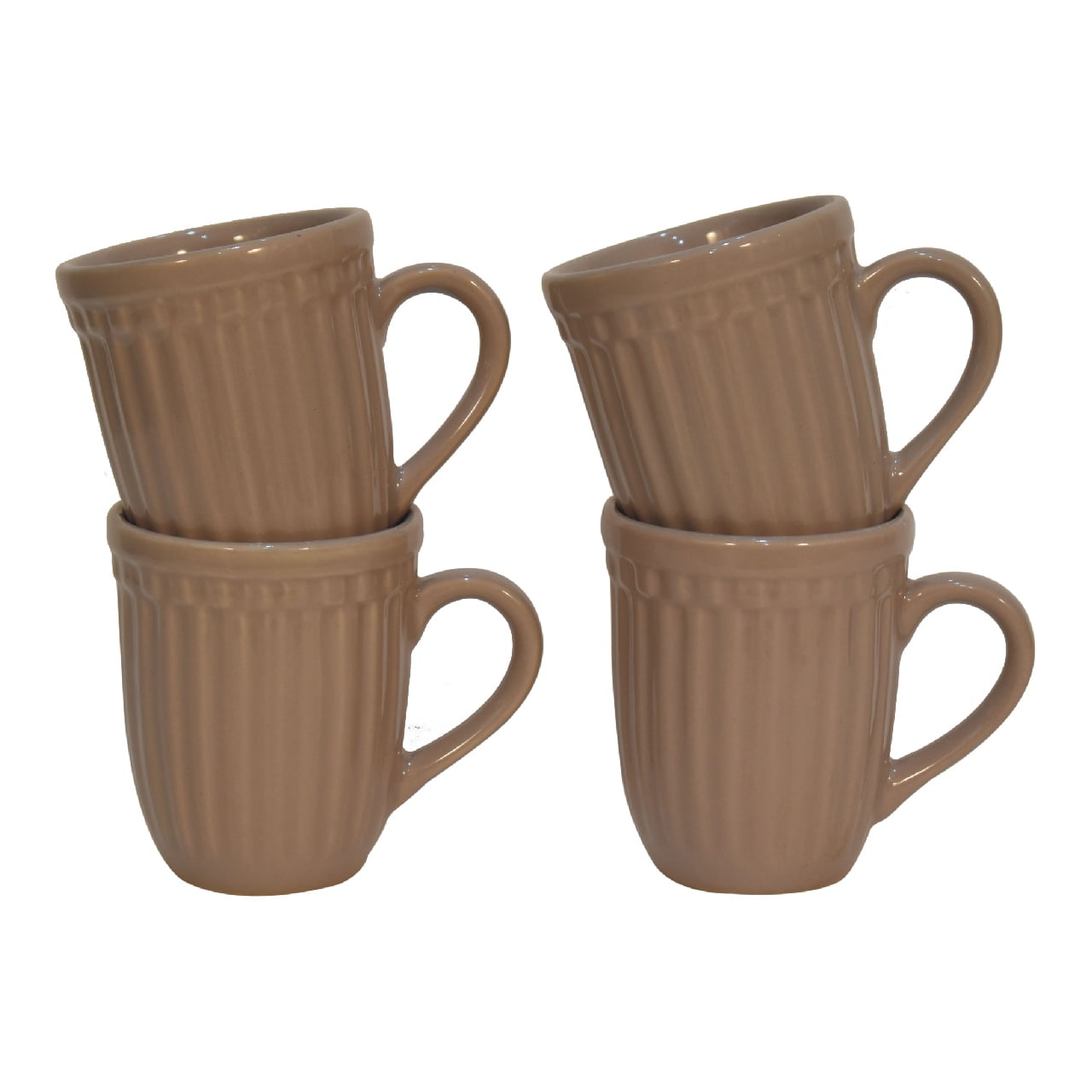 Beige Ribbed Mug Set of 4