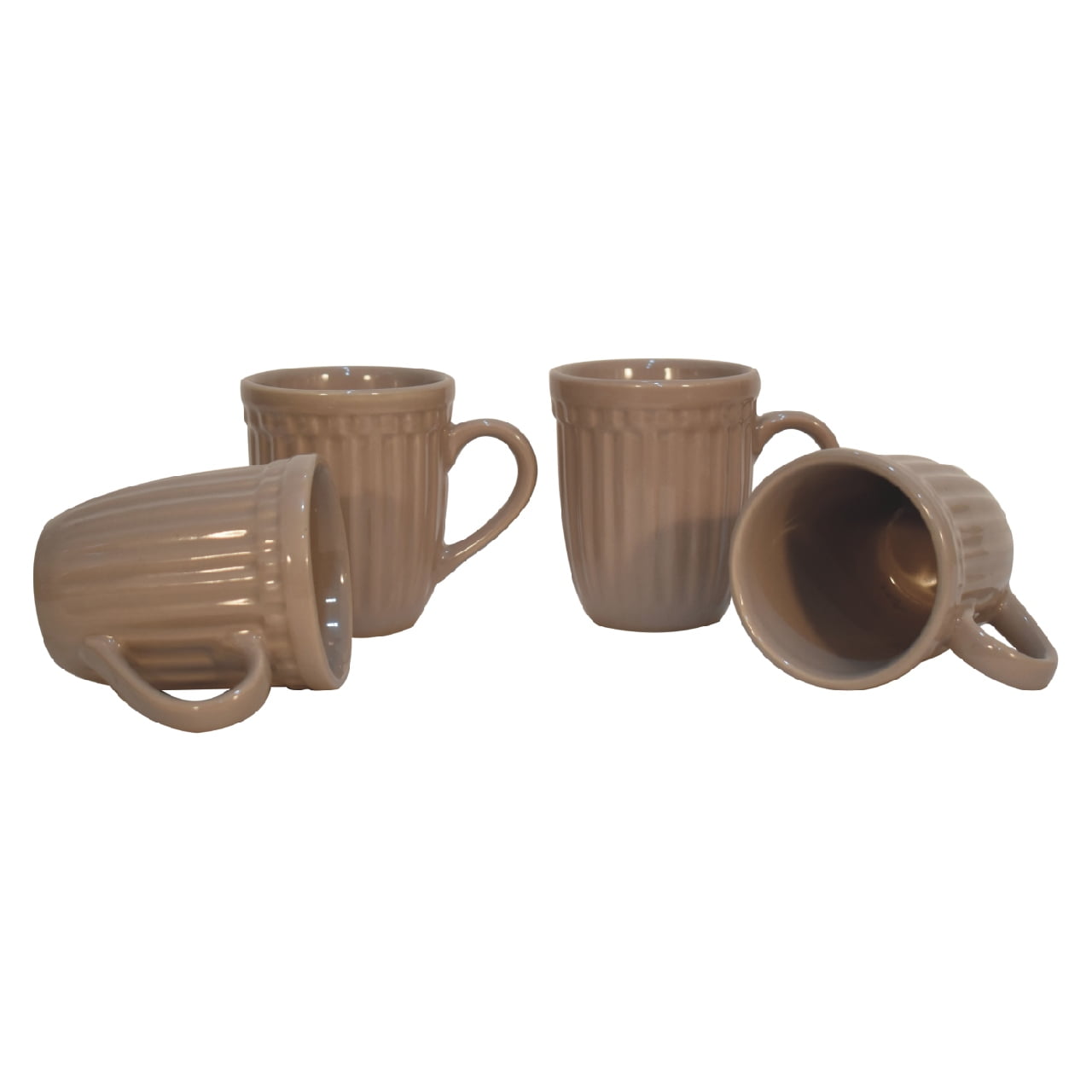 Beige Ribbed Mug Set of 4