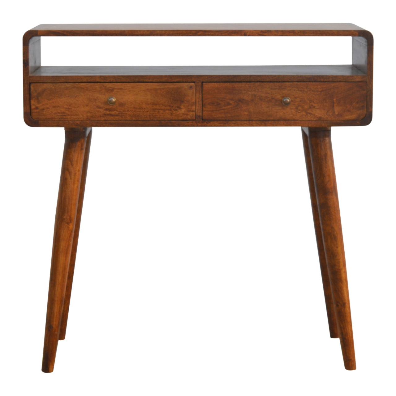 Chestnut Console Table with Drawers – Solid Mango Wood, Nordic Style