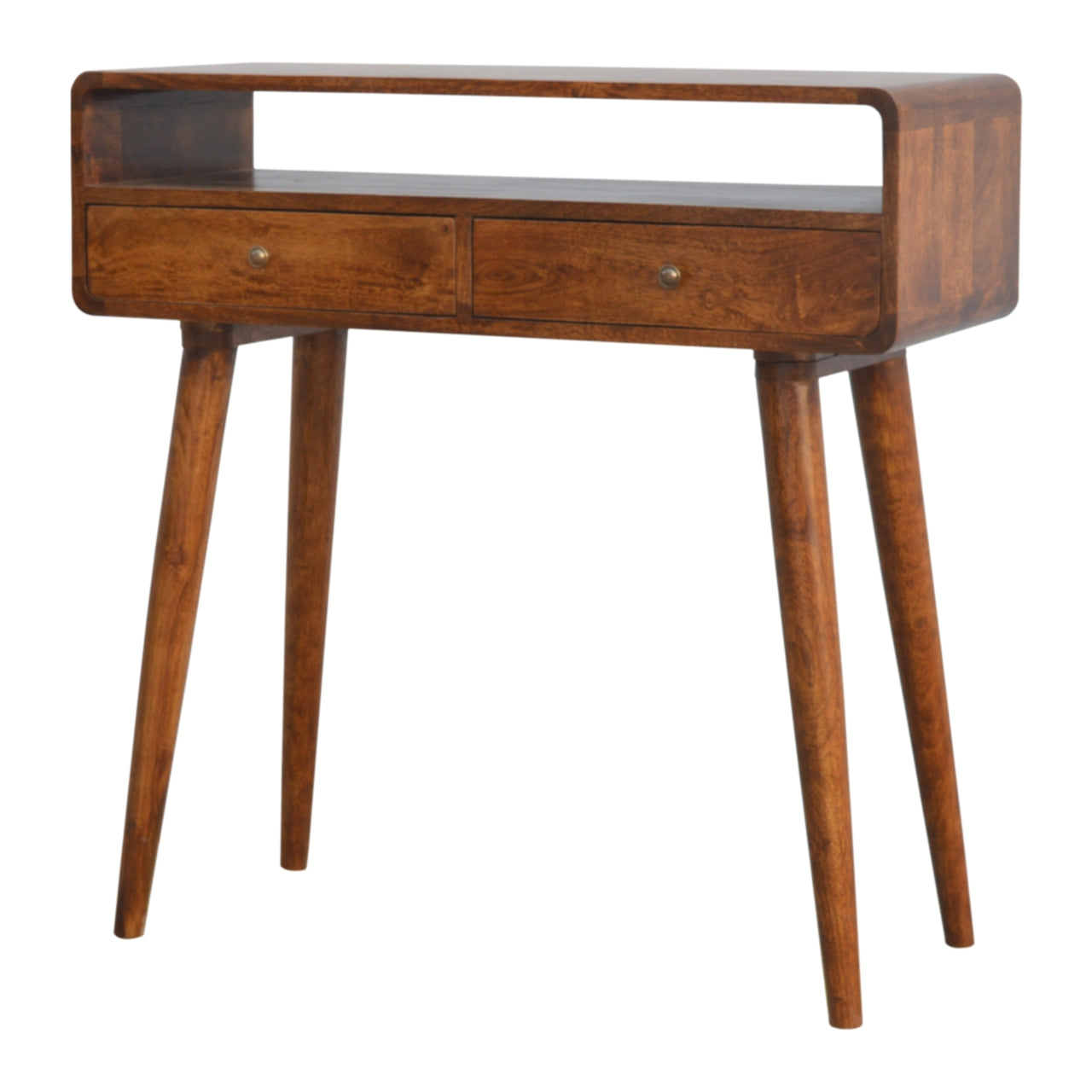 Chestnut Console Table with Drawers – Solid Mango Wood, Nordic Style