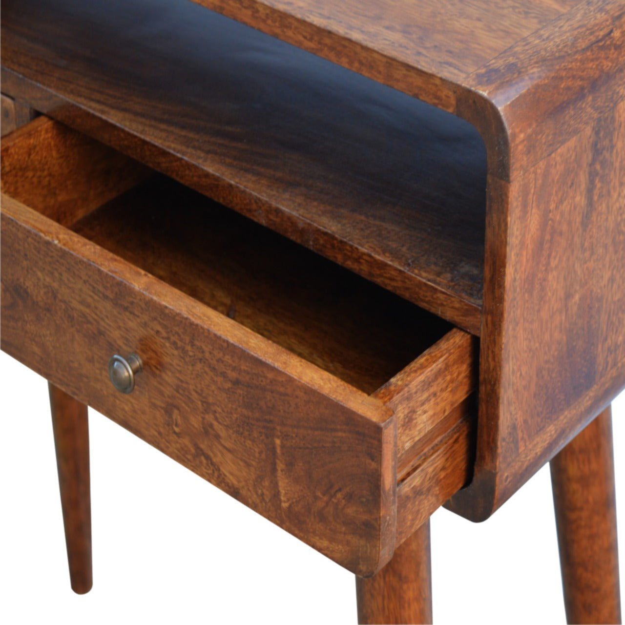 Chestnut Console Table with Drawers – Solid Mango Wood, Nordic Style