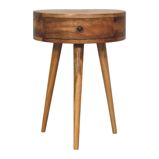 Mini Oak-ish Circular Shape Bedside