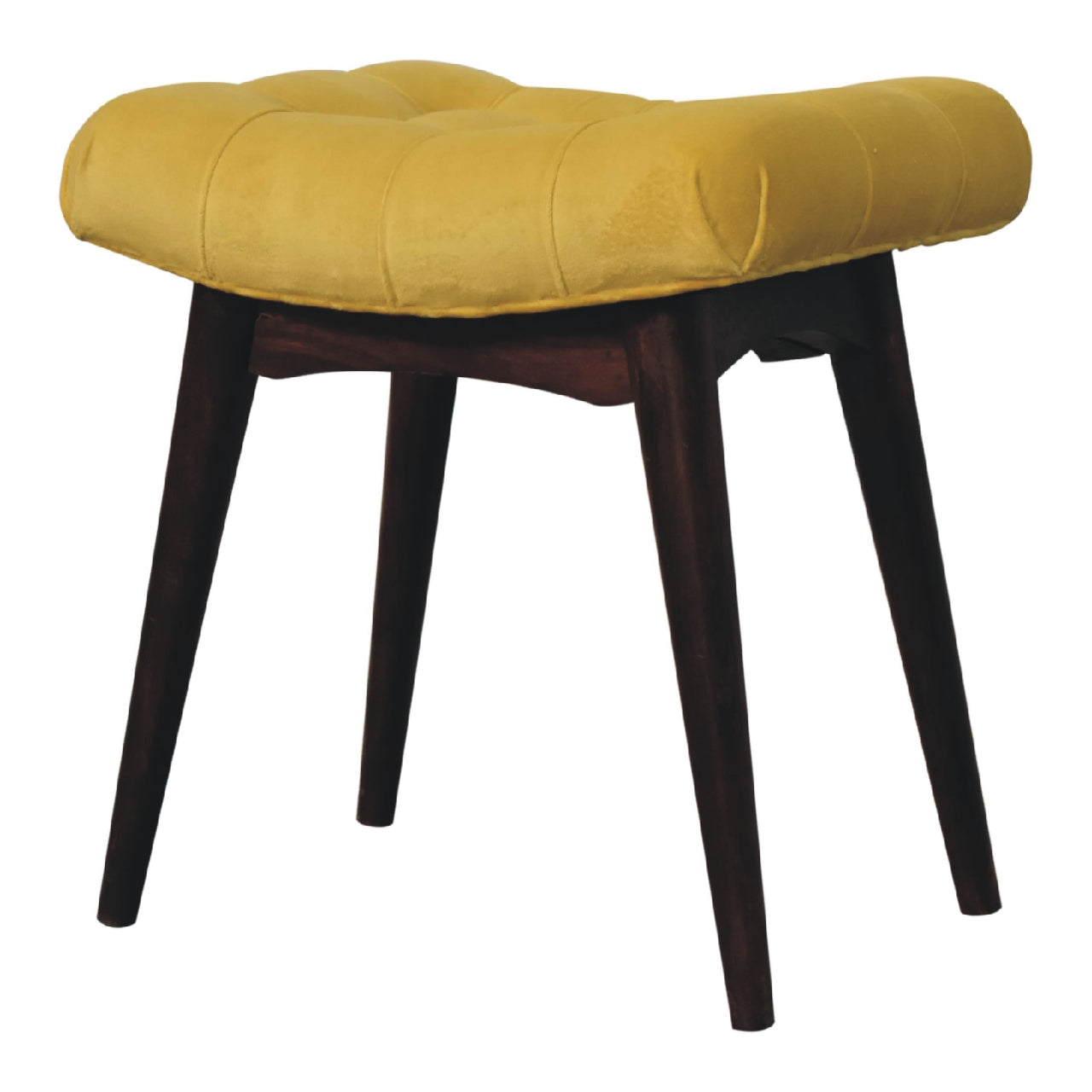 Mini Mustard Velvet Curved Bench