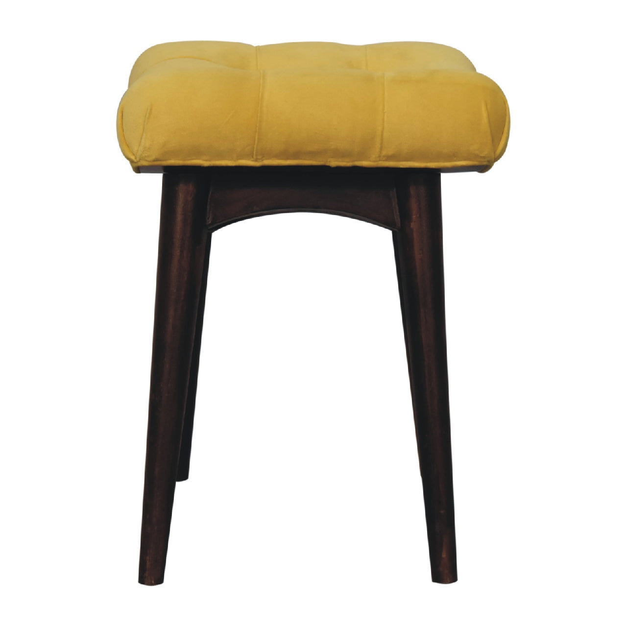 Mini Mustard Velvet Curved Bench