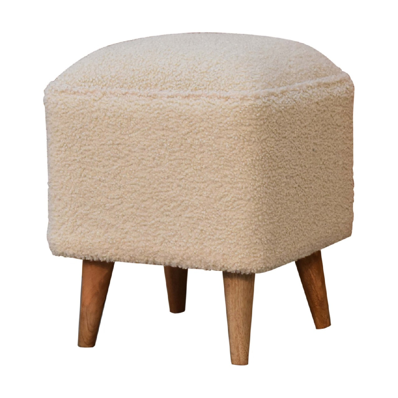 Cream Boucle Squoval Footstool