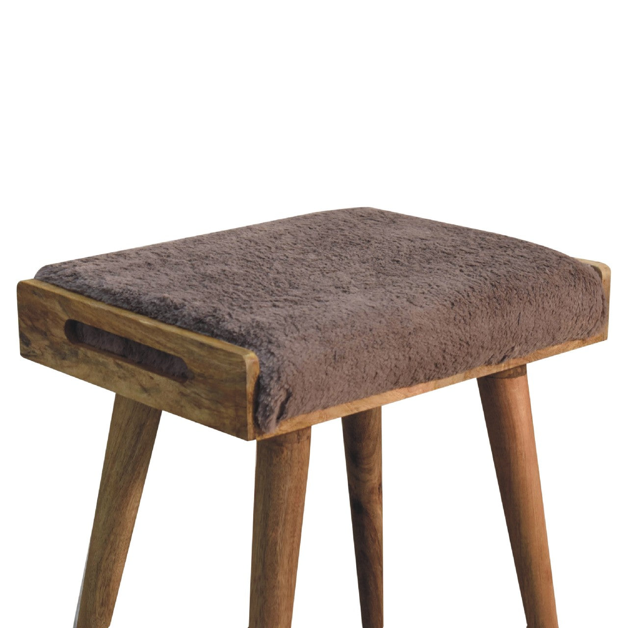 Mocha Faux Fur Style Footstool