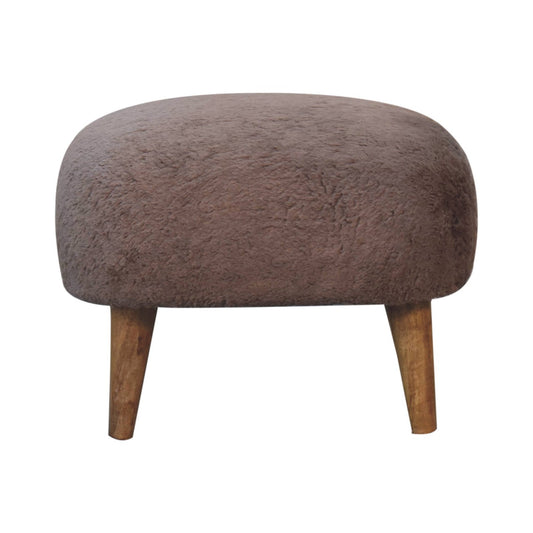 Mocha Faux Fur Square Stool