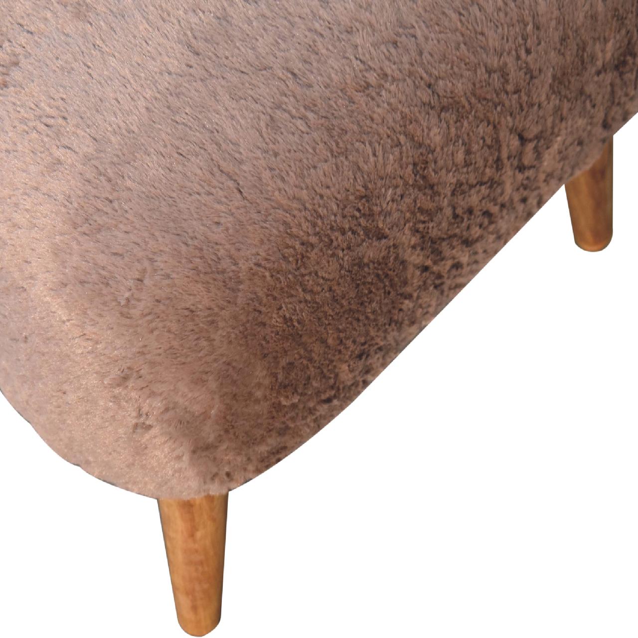 Mocha Faux Fur Square Stool