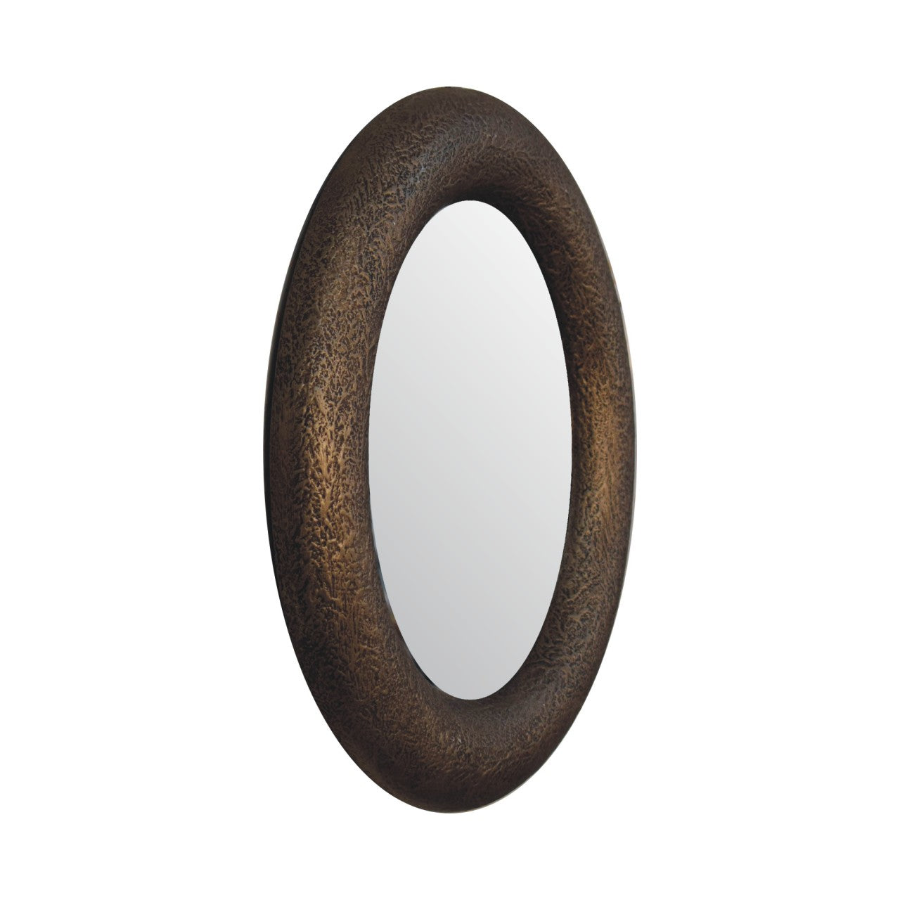 Round Metallic Hammered Mirror