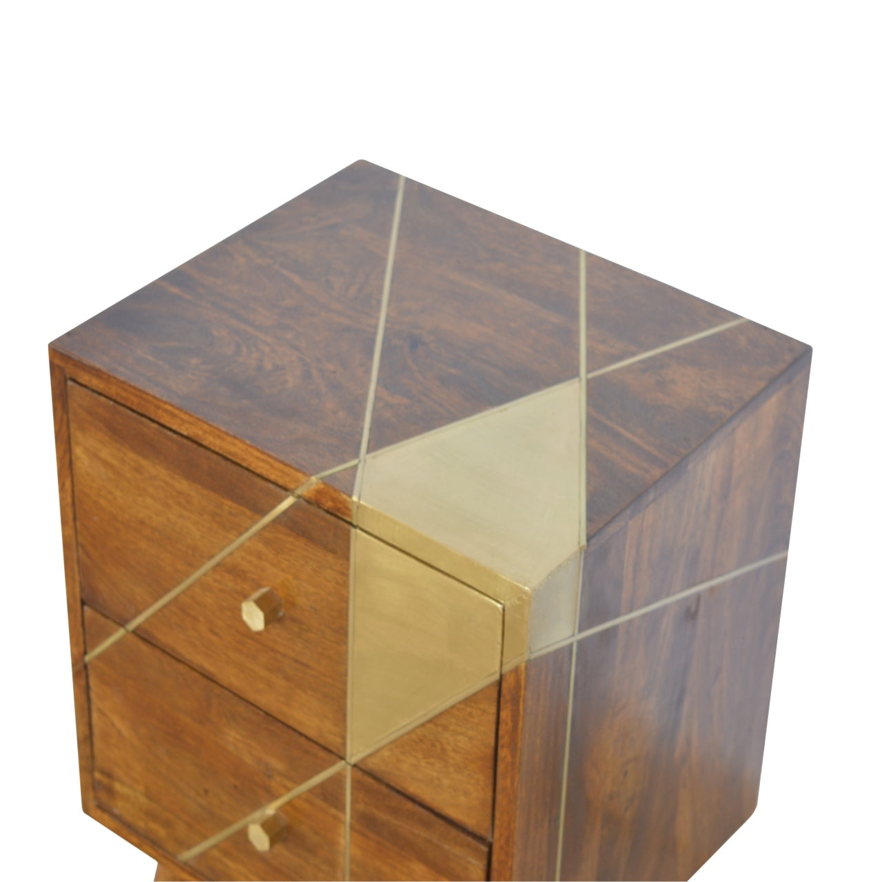 Gold Geometric Chestnut Bedside