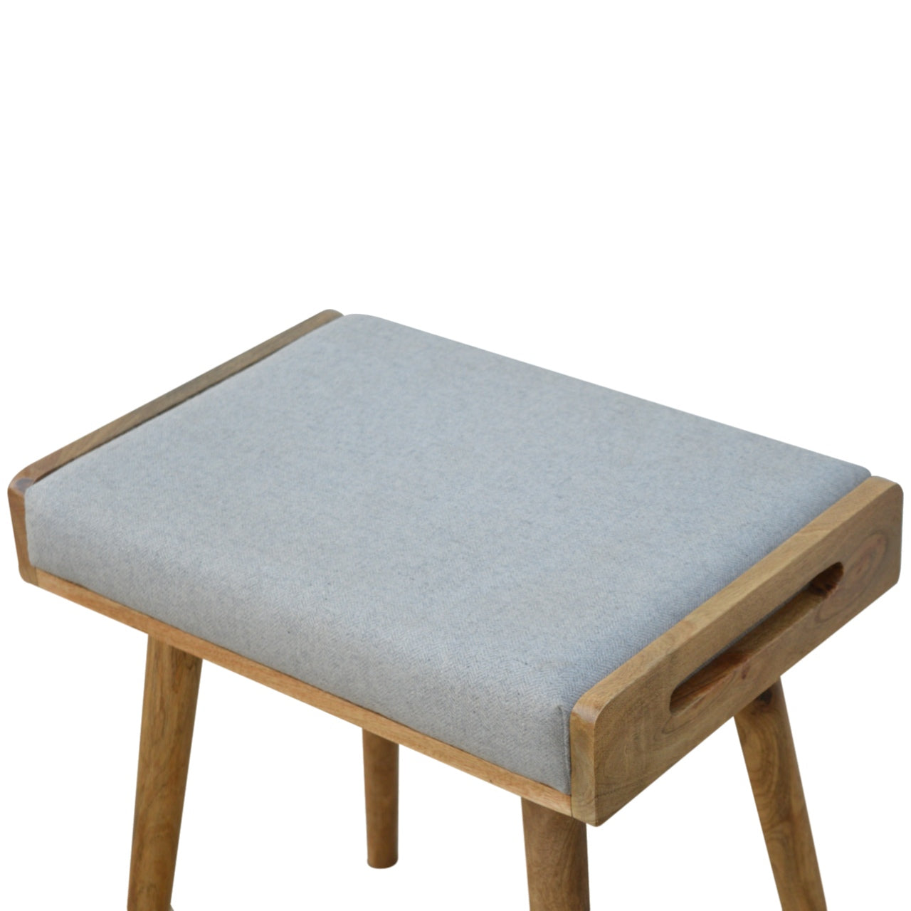 Grey Tweed Tray Style Footstool