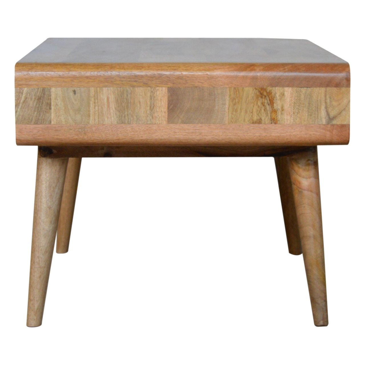 Curved Oak-ish Coffee Table | Solid Mango Wood, Scandinavian Style, UK Furniture